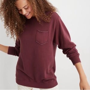 Aerie Everyday Pocket Oversized Crewneck Sweatshirt Maroon Cozy Loungewear Chill